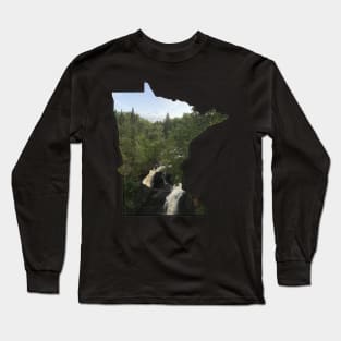 Minnesota Outline (Devil's Kettle in Judge Magney State Park) Long Sleeve T-Shirt